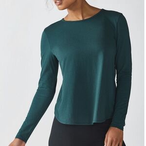 Fabletics Small Millie Long Sleeve Spruce Green Workout Top